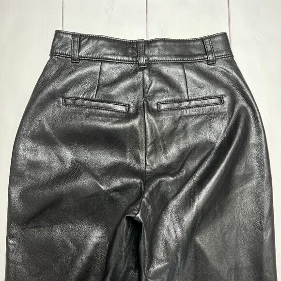 Babaton Command Cropped Mid-rise Vegan Leather Pant SIZE 00 Black Trousers - Picture 8 of 14